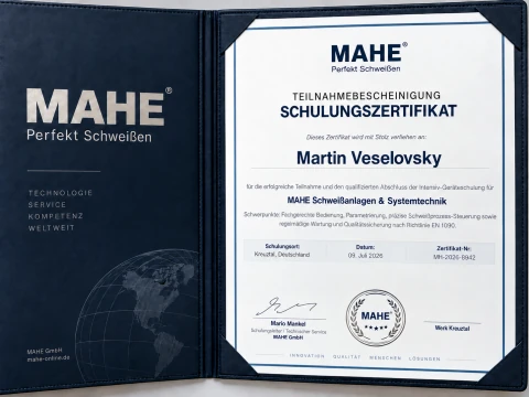 Certificado de formación MAHE de Martin Veselovsky, Kreuztal, 9 de julio de 2026, MH-2026-8942