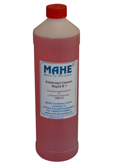 MAHE Reinigungselektrolyt Rapid R1 – Schnelles Reinigungselektrolyt für Chromstahl-Schweissnähte.